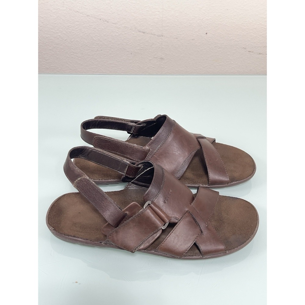 Velez Men's 8.5 Brown Leather Slingback Comfort Sandals Casual
